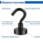 DIYMAG Black Magnetic Utility Hooks, 25Lbs Heavy Duty Rare Earth Neodymium Magnet Hooks with Nickel Coating for Kitchen, Cruise, Classroom, Workplace, Office and Garage etc, Pack of 3 - Image 5