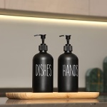 MOMEEMO Soap Dispenser Set 2 Pack, Contains Dish Soap Dispenser and Hand Soap Dispenser. 16 Oz Black Soap Dispenser with Black Plastic Pumps, Perfect for Black Kitchen Decor. (Black) - Image 5