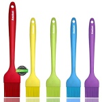 Anaeat High Heat Resistant Silicone Basting Pastry Brush Set of 5- Hygienic One Piece Design Spread Oil Butter for BBQ Grill Barbecue Baking Kitchen Cooking - BPA Free & Dishwasher Safe (10"+8")