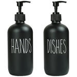 MOMEEMO Soap Dispenser Set 2 Pack, Contains Dish Soap Dispenser and Hand Soap Dispenser. 16 Oz Black Soap Dispenser with Black Plastic Pumps, Perfect for Black Kitchen Decor. (Black)