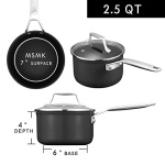 MSMK 2.5 Quart Saucepan with lid, Stay-Cool Handle, Burnt also Nonstick, Scratch-resistant, Induction Cooking Pot - Image 5