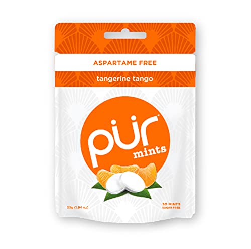 PUR Mints | Sugar Free Mints | 100% Xylitol | Vegan, Aspartame Free, Gluten Free & Diabetic Friendly | Natural Tangerine Tango Flavored Mints, 50 Pieces (Pack of 1)