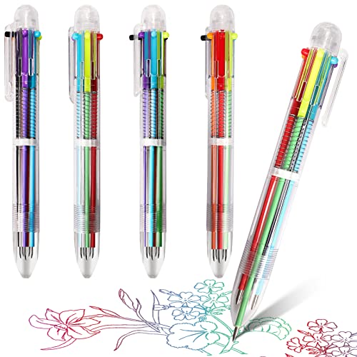 SFLHHDM 4 Pack Ballpoint Pen, 6-in-1 Multicolor Retractable Ballpoint Pens, 0.5mm Colorful Ink Pen, Multi Color Pen for School Office Supplies, Colorful Pens for Kids Party Favors,Children Gift