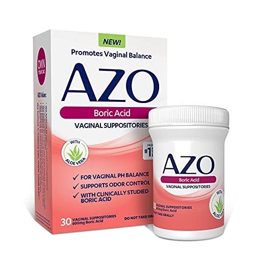 51Ak4MKvH0L.jpg AZO Boric Acid Vaginal Suppositories, Helps Support Odor Control and Balance Vaginal PH with Clinically Studied Boric Acid, Non-GMO, 30 Count - Image 1
