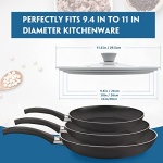 TOPULORS Universal Lid for Pots, Pans and Skillets, Tempered Glass with Silicone Rim Fits All 9 to 11 Inch Diameter Cookware, Frying Pan Cover, Replacement Lid, Dishwasher Safe, Grey - Image 9