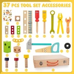 Bravmate Kids Tool Set, Pretend Play Toddler Wooden Tool Toys with Tool Box, Educational DIY STEM Toys for Boys and Girls Age 3, 4, 5 and Up (37 Pieces) - Image 4