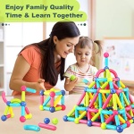 AXYES Magnet Toys for 3 Year Old Girls Boys, Educational Preschool Toys Magnetic Blocks for Toddlers Kids, Sensory Montessori Toys Magnet Building Tiles Sticks Playset, Birthday Gift - Image 3