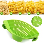 Upgraded Clip on Pot Strainer Silicone Colander Hands-free Drainer Kitchen Gadgets, Heat Resistant for Pasta Spaghetti Meat Grease Fits Pots Pans Bowls, Green - Image 3