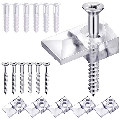 51ThNOdB9iL.jpg 20 Pack Mirror Holder Clips Glass Retainer Clips Kit Mirror Hanging Kit Mirror Hanging Hardware with Screw and for Fixing Mirror Cabinet Door (Classic Style) - Image 1
