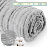 Muslin Cotton Hooded Baby Bath Towel Sets Large 32 x 32 Inch Soft Unisex Bath Towels Bulk for Babies, Toddler, Infant, Newborn, Baby Gifts for Girl Boy (Light Gray, 2 Pieces) - Image 7