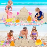 KUBUSFLY Beach Toys, Sand Toys for Toddlers, Sand Castle Sandbox Toys, Collapsible Sand Bucket and Shovels Kids Beach Toys with Mesh Bag Sandbox Toys for Toddlers Travel Beach Toys for Boys Baby Girls - Image 3