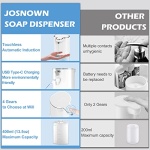 Josnown Automatic Liquid Soap Dispenser, 13.5oz/400ML Wall Mount Soap Dispenser, USB Rechargeable, Touchless Hand & Dish Soap Dispenser Waterproof Pump for Bathroom, Kitchen - Image 5