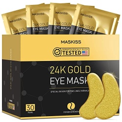 Maskiss 30-Pairs 24K Gold Under Eye Patches, Eye Mask, Eye Patches for Puffy Eyes, Eye Masks for Dark Circles and Puffiness, Collagen Skin Care Products
