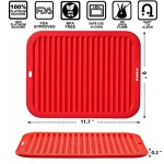 Anaeat 2 Pack Silicone Trivets for Hot Pots and Pans - Heat Resistant Real Silicone Hot Pads for Kitchen Counter, Multi-Purpose & Durable Trivet Mat for Hot Dishes, Jar Opener, Spoon Holder (Red ) - Image 3
