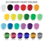 U.S. Art Supply Professional 24 Color Set of Outdoor Acrylic Paint in 2 Ounce Bottles, Plus a 7-Piece Brush Kit - Vivid Colors for Artists, Students - Use on Canvas, Rocks, Kids' Wood Crafts, and Toys - Image 4