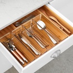 Hudgan 8 Pack Clear Plastic Drawer Organizer Bins Set, Stackable Cutlery Storage Bins Trays for Organizing Kitchen Supplies, Bathroom Supplies, Office Supplies, Crafts, Gadgets, Cabinet Supplies - Image 6