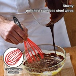 ANAEAT 10.5" Silicone Whisk, Thick Stainless Steel Wire Inner - Heat Resistant Kitchen Whisks for Non-Stick Cookware, Balloon Egg Beater for Whisking, Blending, Beating, Frothing & Stirring (Red) - Image 7