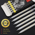 MARTCOLOR White Gel Pens Set, 6 Pack, 0.8mm Fine Point Pens Gel Ink Pens For Artists, Archival Ink Pens, White highlight Pens for Black Paper Drawing, Illustration, Sketching, Writing - Image 9
