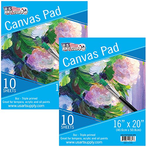 61QkyBQCfXL.jpg U.S. Art Supply 9" x 12" 10-Sheet 8-Ounce Triple Primed Acid-Free Canvas Paper Pad (Pack of 2 Pads) - Image 1