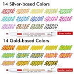 Shuttle Art 28 Pack Double Line Outline Markers, 14 Silver and 14 Gold Colors Squiggles Shimmer Markers Set, Self Outline Metallic Marker Pens for Drawing, Christmas Greeting Card, DIY Crafts - Image 8
