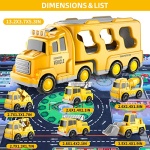 iHaHa Toddler Toys for 2 3 4 5 6 Years Old Boys, 7 in 1 Construction Trucks Veihicle Playset with Play Mat, Birthday for Boys Girls Toddlers Kids - Image 3