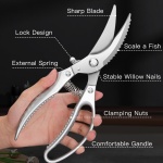 BOPOTI 10"Home multifunctional scissors for chicken, duck, goose with rebound stainless steel kitchen scissors for bone cutting - Image 5