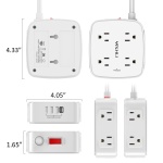 6 Ft Surge Protector Power Strip - 8 Widely Outlets with 4 USB Ports, 3 Side Outlet Extender with 6 Feet Extension Cord, Flat Plug, Wall Mount, Desk USB Charging Station, ETL,White - Image 2