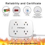 6 Ft Surge Protector Power Strip - 8 Widely Outlets with 4 USB Ports, 3 Side Outlet Extender with 6 Feet Extension Cord, Flat Plug, Wall Mount, Desk USB Charging Station, ETL,White - Image 3