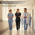 VIAOLI Scrubs for Women- 7 Pockets, V-Neck Top & Jogger Pants, Stretchy Fabric, Elastic Waist for Nursing Uniforms - Image 3