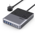 12-in-1 Charging Station USB C Power Strip with 5ft Cord and Plug,200W GaN IV USB C Charger Block,4 AC Outlets,4 USB-A,4 USB-C for MacBook,iPhone 17/16/15,Fast Charging Desktop Charger for Office,Home