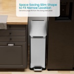 Home Zone Living 12 Gallon Slim Kitchen Trash Can with Soft Close Lid, Step Pedal, Bag Tuck Band, and Removable Liner, Stainless Steel, Silver - Image 5