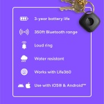 Tile by Life360 Mate - Bluetooth Tracker, Keys Finder and Item Locator for Keys, Bags and More. Phone Finder. Both iOS and Android Compatible. 1-Pack (Black) - Image 3