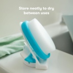 Frida Baby The 3-Step Cradle Cap System, DermaFrida The FlakeFixer, Sponge, Brush, Comb and Storage Stand for Babies with Cradle Cap, White-Blue - Image 3