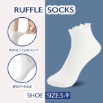 Hstyle Ruffle Socks Women, Turn-Cuff Casual Cute Ruffle Ankle Socks 6 Pairs Mixed Color - Image 5