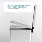 Home Zone Living 12 Gallon Slim Kitchen Trash Can with Soft Close Lid, Step Pedal, Bag Tuck Band, and Removable Liner, Stainless Steel, Silver - Image 2