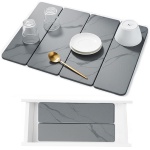 Large Stone Drying Mat for Kitchen Counter24"x16", Misty Gray,Diatomaceous Earth Quick Dry Foldable Dish Drying Mat, Eco-Friendly Minimalist Design for Modern Homes