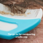 Frida Baby The 3-Step Cradle Cap System, DermaFrida The FlakeFixer, Sponge, Brush, Comb and Storage Stand for Babies with Cradle Cap, White-Blue - Image 6