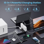 12-in-1 Charging Station USB C Power Strip with 5ft Cord and Plug,200W GaN IV USB C Charger Block,4 AC Outlets,4 USB-A,4 USB-C for MacBook,iPhone 17/16/15,Fast Charging Desktop Charger for Office,Home - Image 9
