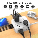 6 Ft Surge Protector Power Strip - 8 Widely Outlets with 4 USB Ports, 3 Side Outlet Extender with 6 Feet Extension Cord, Flat Plug, Wall Mount, Desk USB Charging Station, ETL,White - Image 7