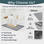 Large Stone Drying Mat for Kitchen Counter24"x16", Misty Gray,Diatomaceous Earth Quick Dry Foldable Dish Drying Mat, Eco-Friendly Minimalist Design for Modern Homes - Image 2