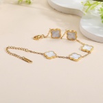 AIPPK 18K Gold Plated Clover Lucky Bracelet Dupes for Women White Flower Four Leaf Bracelets Trendy Jewelry Gifts for Women - Image 6