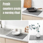 Large Stone Drying Mat for Kitchen Counter24"x16", Misty Gray,Diatomaceous Earth Quick Dry Foldable Dish Drying Mat, Eco-Friendly Minimalist Design for Modern Homes - Image 4