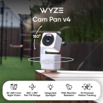 WYZE Cam Pan v4, 4K Smart Security Camera, AI Indoor/Outdoor Cameras for Home Security, Baby & Pet, Color Night Vision, 360° Pan/Tilt/8 x Digital Zoom, 2.4G & 5G, Works with Alexa & Google Assistant - Image 14