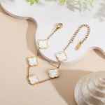 AIPPK 18K Gold Plated Clover Lucky Bracelet Dupes for Women White Flower Four Leaf Bracelets Trendy Jewelry Gifts for Women - Image 4