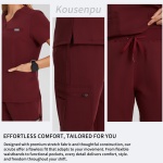 Kousenpu Scrubs for Women Set,V-Neck Stretch Scrubs Top & Jogger Pants Set,Medical Workwear for Nurses Women and Man (Burgundy, Medium) - Image 2