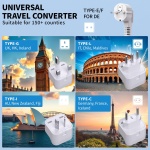 2000W Voltage Converter US to Europe, 220V to 110V Converter for European Travel, Power Adapter for Hair Dryer, European Travel Plug Adapter with 3 AC 2 USBC 2 USBA Ports & EU/UK/AU/IT Plugs (White) - Image 6