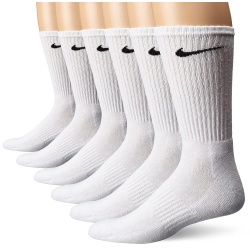 NIKE Unisex Performance Cushion Crew Socks with Band (6 Pairs), White/Black, Large