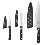 COKUMA Kitchen Knife, 3-Pcs Knife Set With Sheath, 8 Inch Chef Knife, 4.5 Inch Utility Knife, 4 Inch Paring Chef Knife, Stainless Steel, Black - Image 7